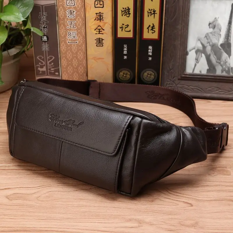 Phone Cases For Boys - Men Genuine Leather Belt Waist Pack