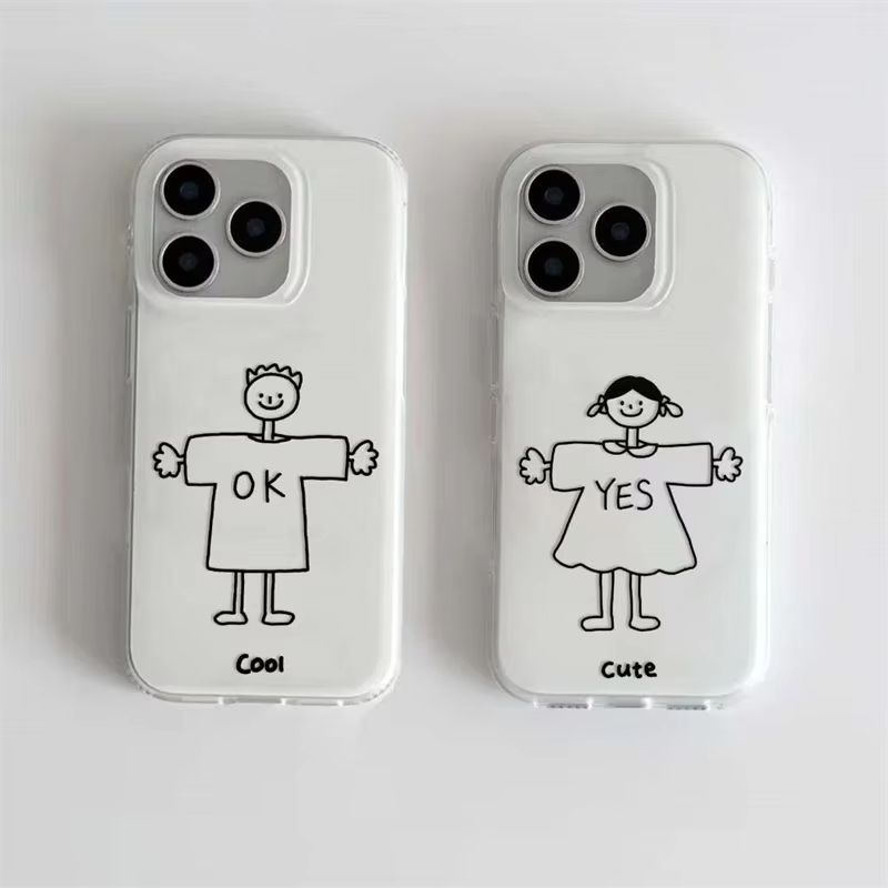 Phone Cases For Boys - Cartoon Simple Drawing Boy and Girl