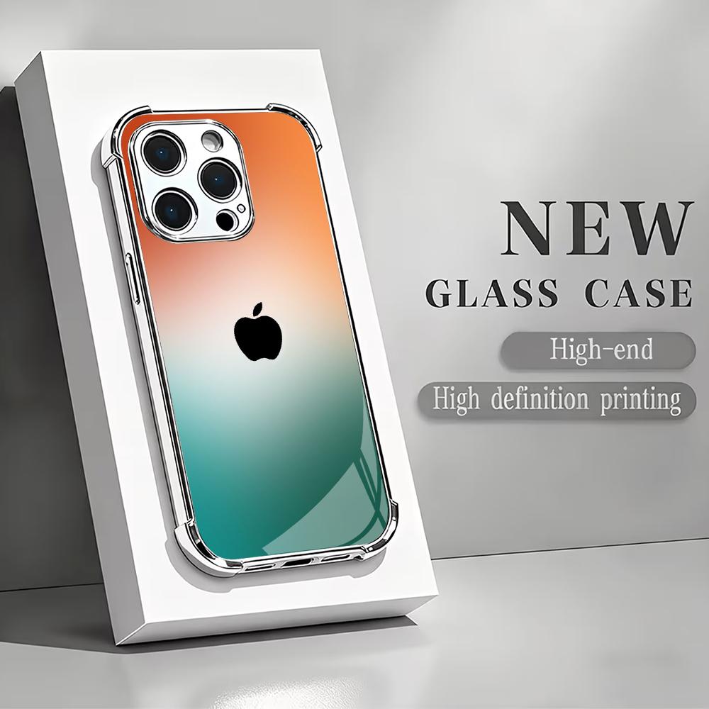 Phone Cases Green - Orange green gradient Tempered HD Glass