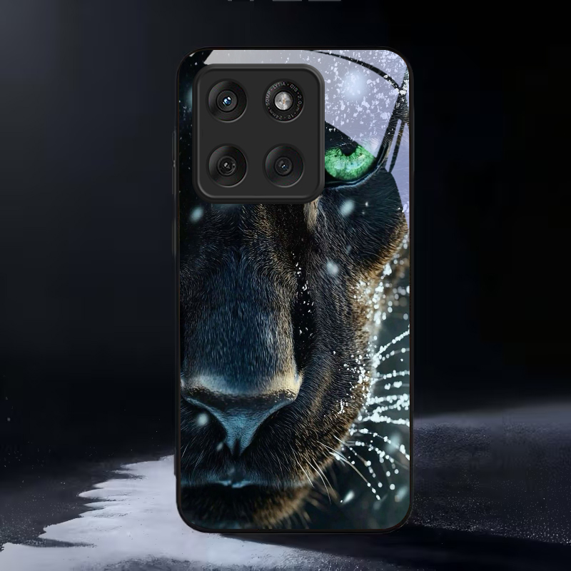 Phone Cases Green - Panther Green Eye Black Glass Phone