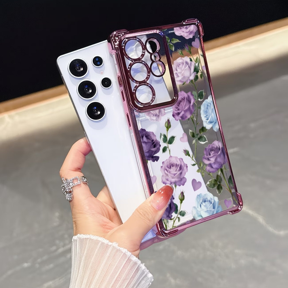Electroplated Four-Corner Anti - Phone Cases Purple 评论和价格