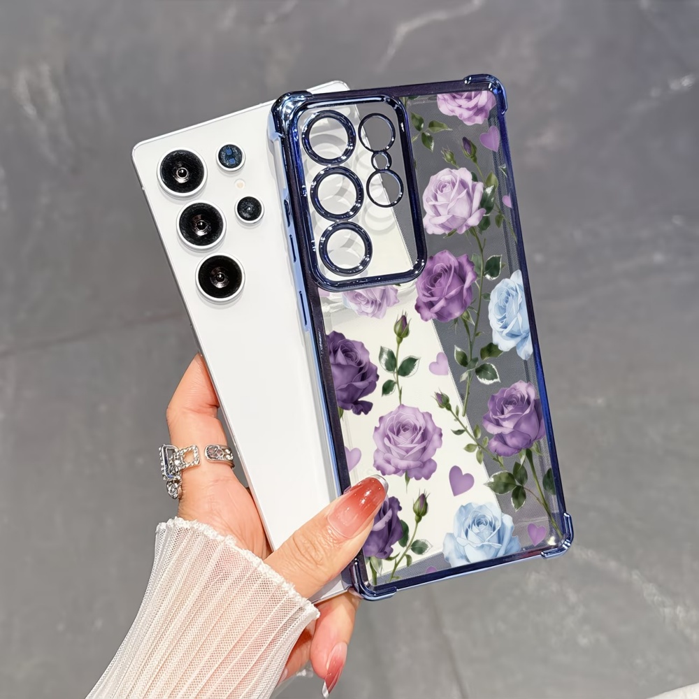 Electroplated Four-Corner Anti - Phone Cases Purple 评论和价格