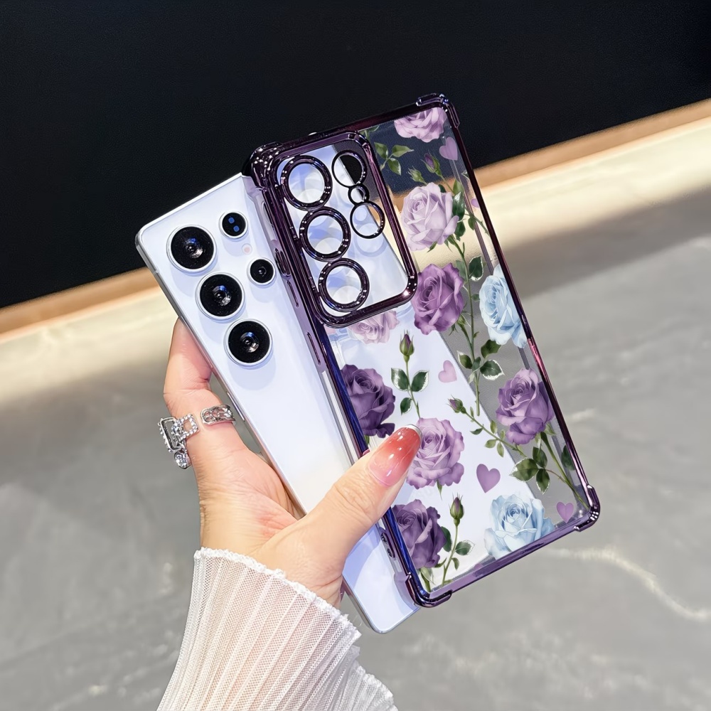 Electroplated Four-Corner Anti - Phone Cases Purple 评论和价格
