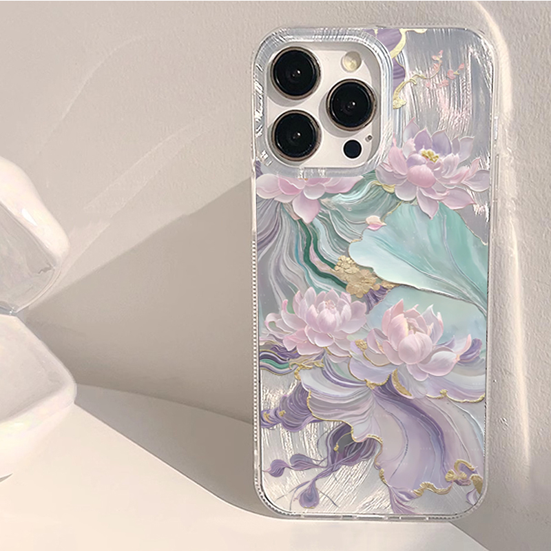Dreamy Purple Lotus Print Aest - Phone Cases Purple 评论和价格