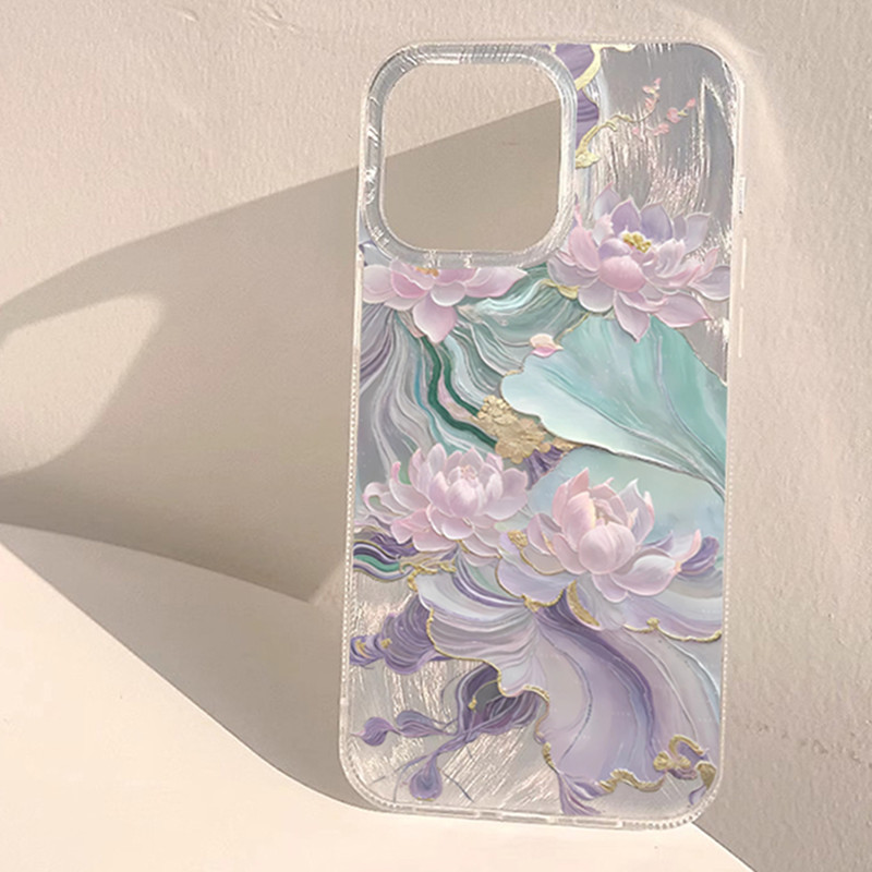Dreamy Purple Lotus Print Aest - Phone Cases Purple 评论和价格