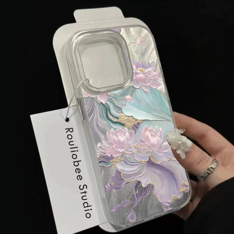 Dreamy Purple Lotus Print Aest - Phone Cases Purple 评论和价格