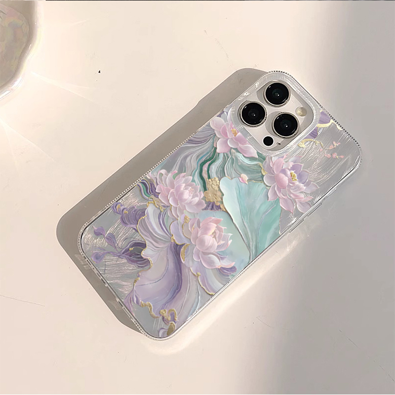 Dreamy Purple Lotus Print Aest - Phone Cases Purple 评论和价格
