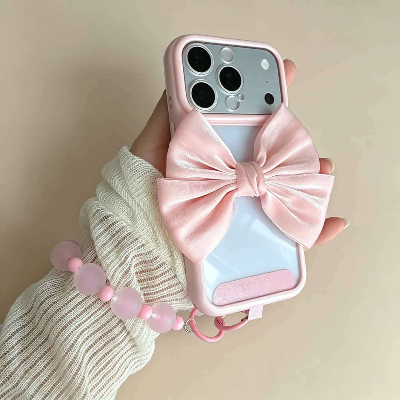 Bow Pink Frame Clear Phone Cas - Phone Cases With Loop 评论和价格
