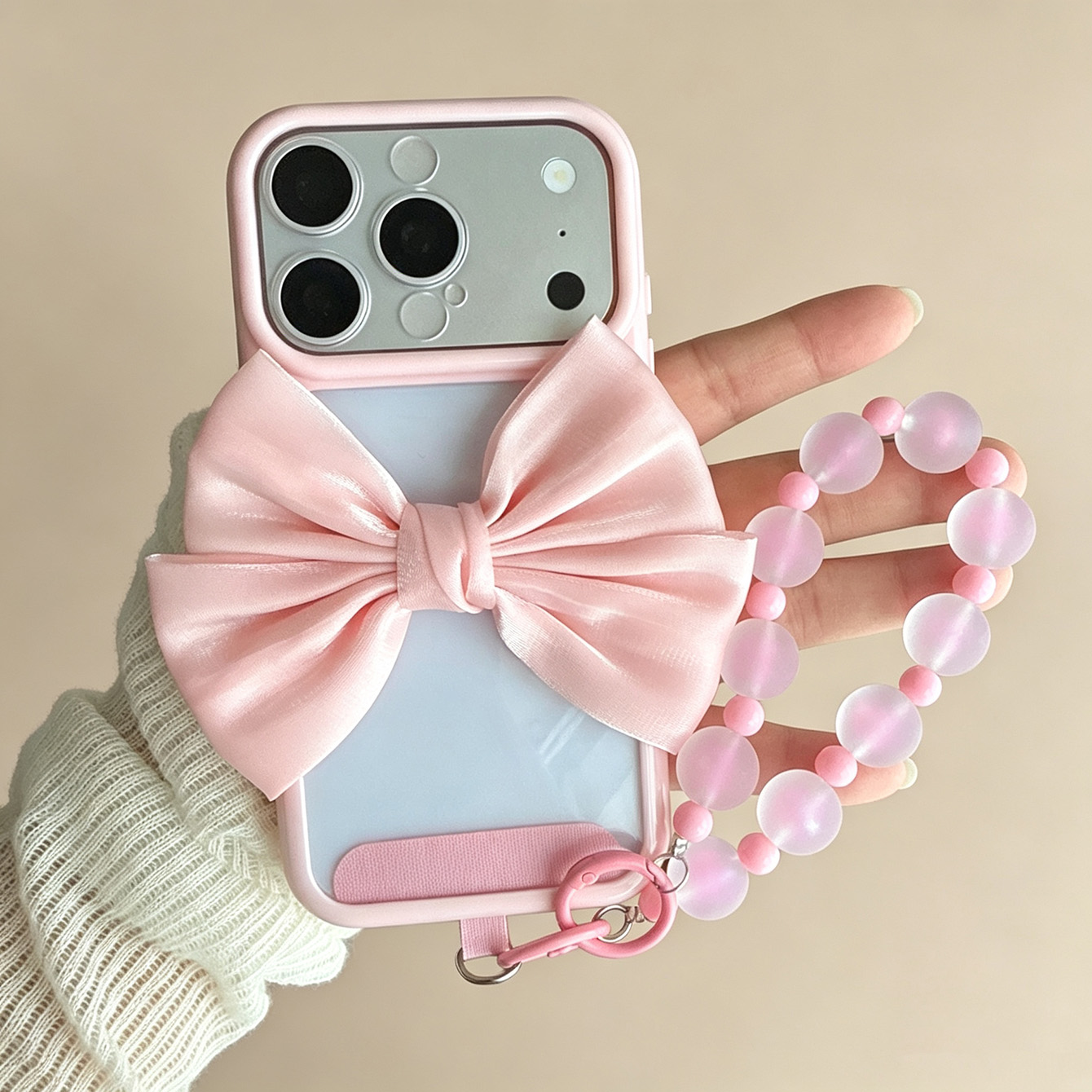 Bow Pink Frame Clear Phone Cas - Phone Cases With Loop 评论和价格