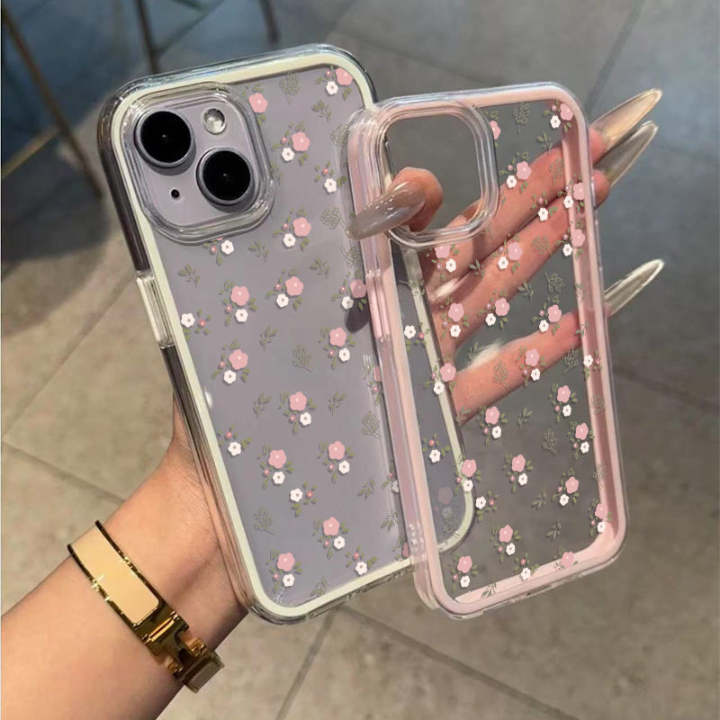 Green Leaves Pink Flower 2in1  - Phone Cases Green 评论和价格