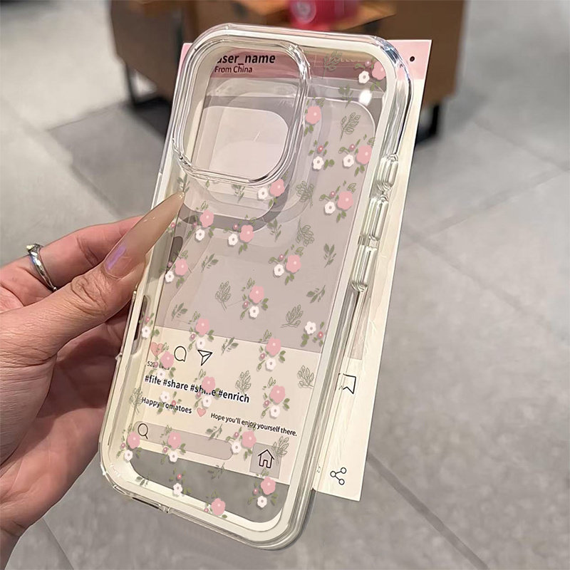 Green Leaves Pink Flower 2in1  - Phone Cases Green 评论和价格