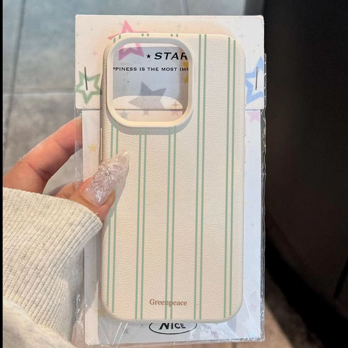 The Green Stripe Lichee Patter - Phone Cases Green 评论和价格