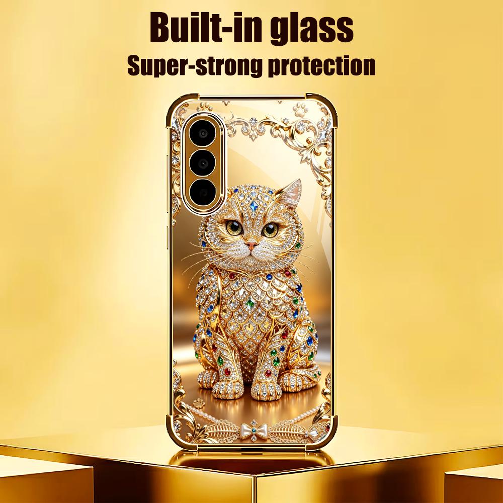 Cute gemstone gold cat Tempere - Phone Cases Metal 评论和价格