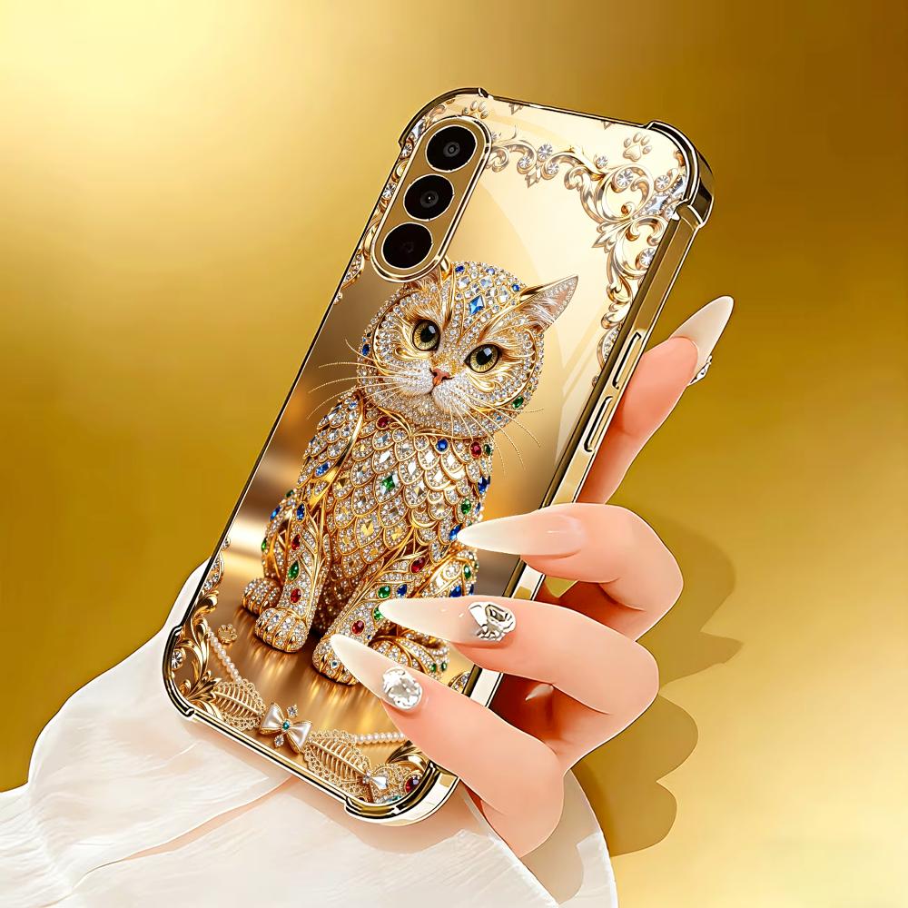 Cute gemstone gold cat Tempere - Phone Cases Metal 评论和价格