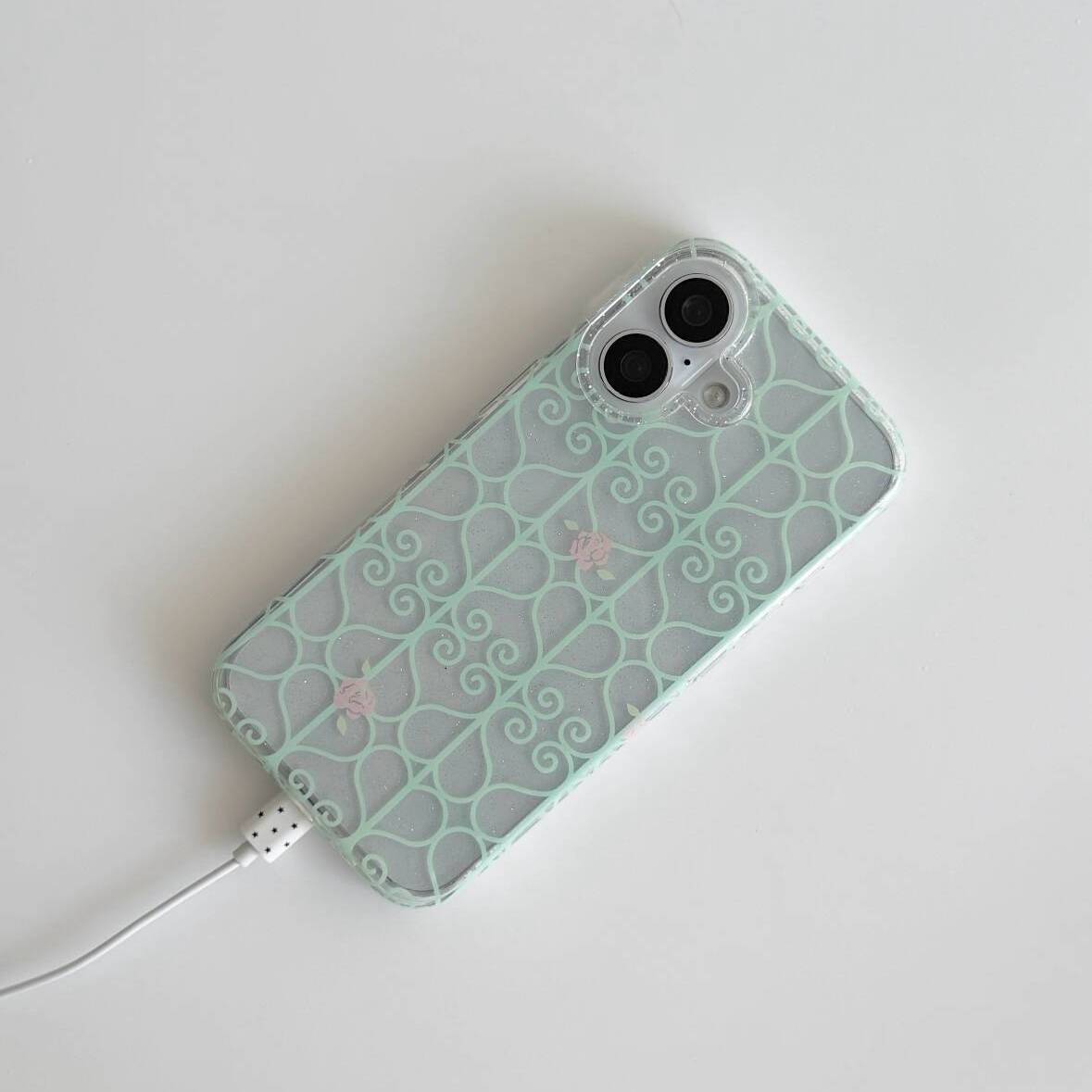 Mint Green Iron Window Pink Ro - Phone Cases Green 评论和价格