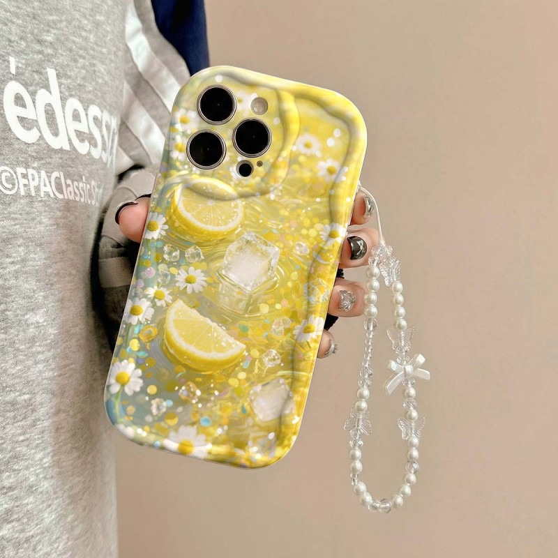 Yellow Lemon Blossom Ice Patte - Phone Cases Yellow 评论和价格