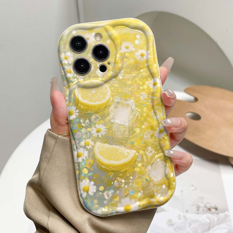 Yellow Lemon Blossom Ice Patte - Phone Cases Yellow 评论和价格