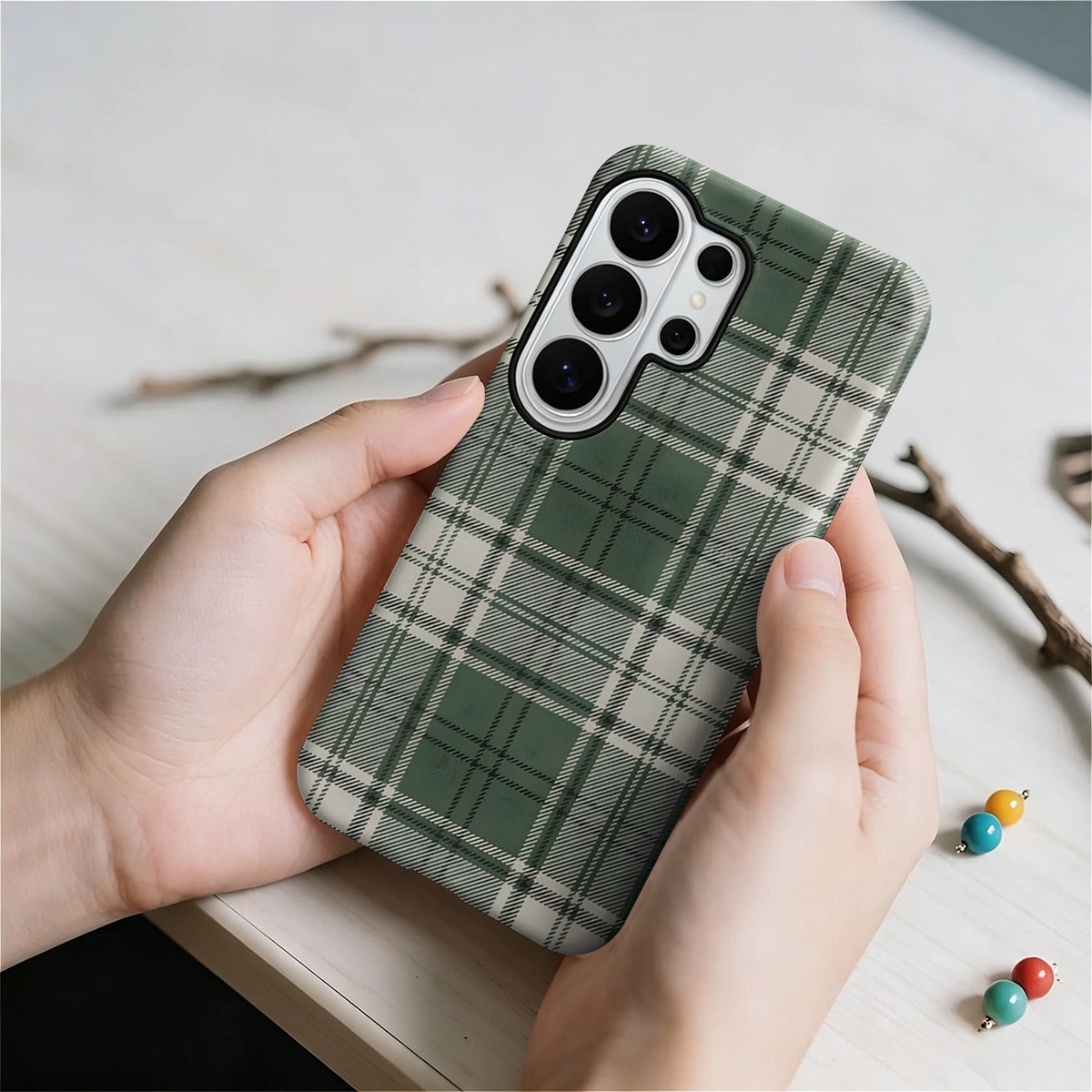 Green Plaid Pattern 2-in-1 Dua - Phone Cases Green 评论和价格