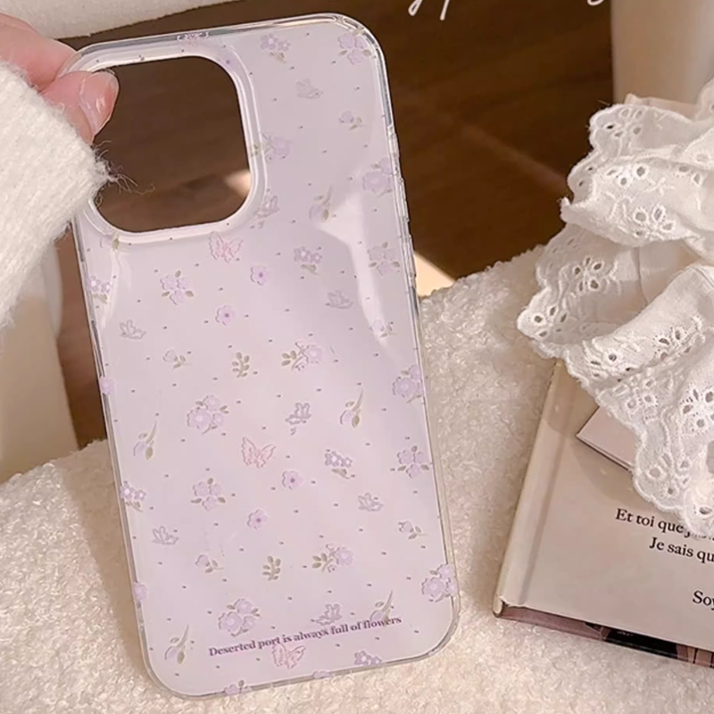 Ins Korean Purple Floral Gentl - Phone Cases Purple 评论和价格