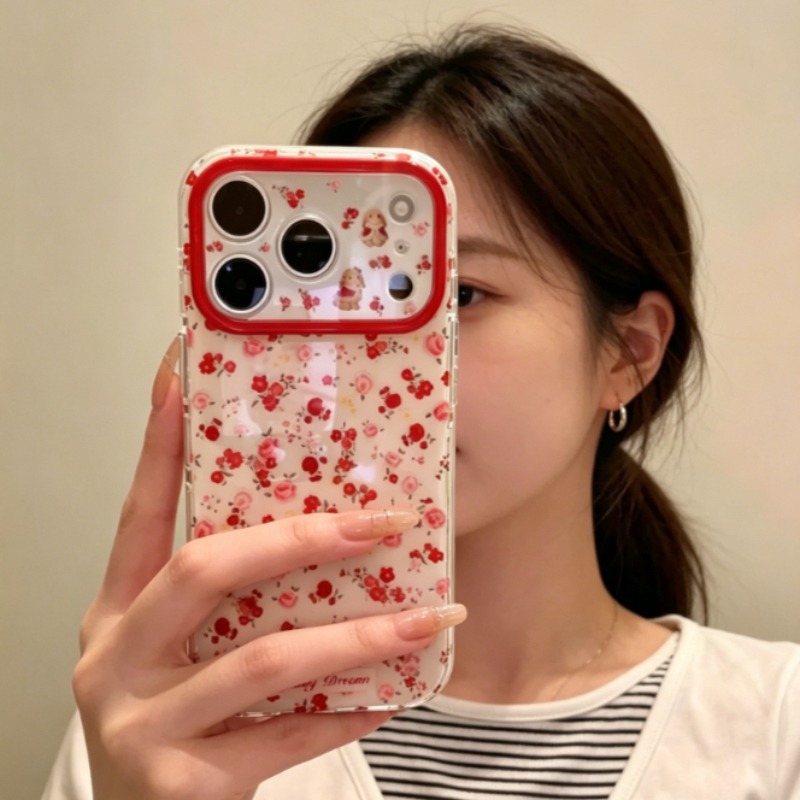 Lovely Cartoon Red Flowers Pat - Phone Cases Trending 评论和价格